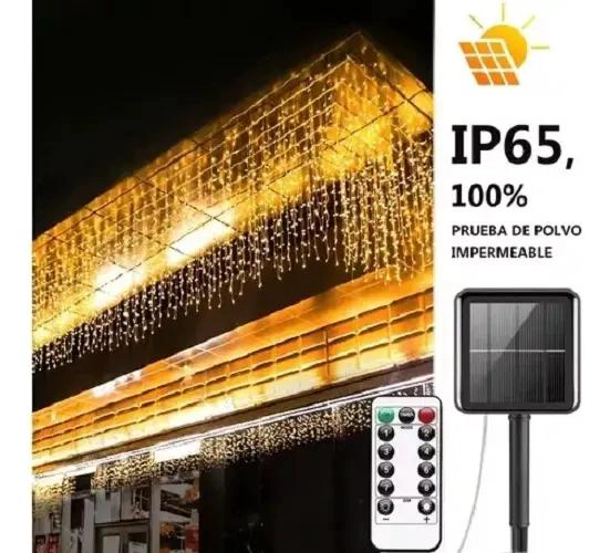 FAROL SOLAR EXTERIOR CON 240 LED Y LUZ PARA CORTINAS 3.76 - 5