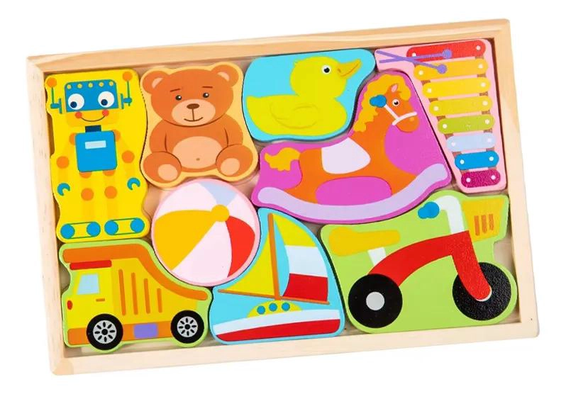 PUZZLE DE MADERA DIDACTICO CON FIGURAS INFANTILES - 1