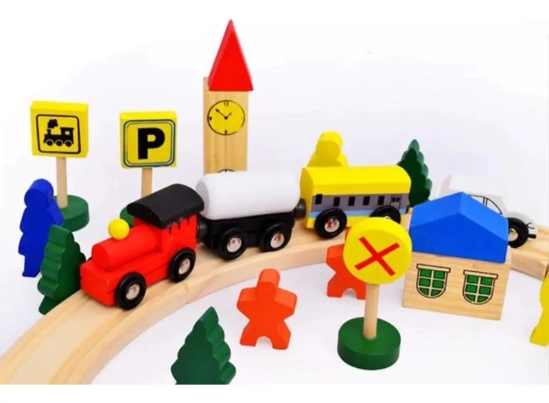 PISTA DE TREN DE MADERA JUEGO DIDACTICO PARA NIÑOS - 3