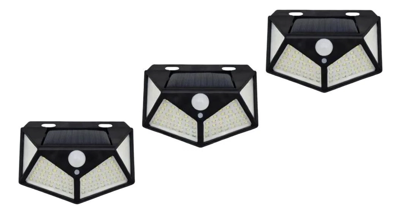 PACK 3 FOCOS SOLARES 100 LED SENSOR MOVIMIENTO IP65 - 1