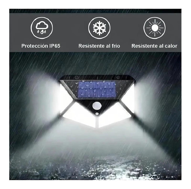PACK 3 FOCOS SOLARES 100 LED SENSOR MOVIMIENTO IP65 - 4