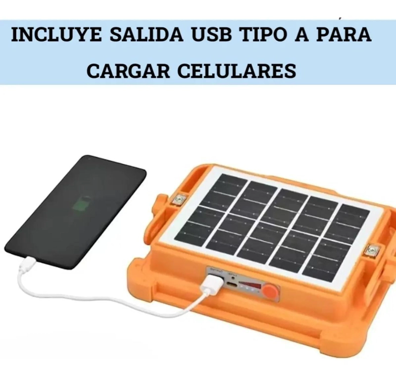 FOCO LED SOLAR RECARGABLE PARA EMERGENCIA Y CAMPING - 5