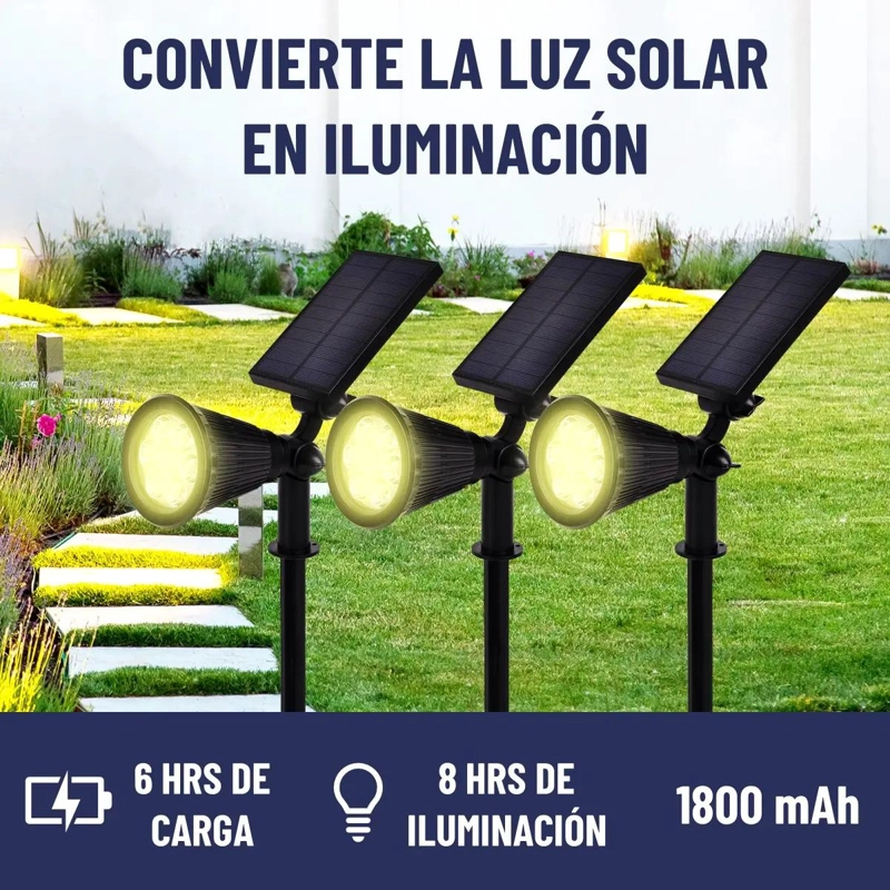 FOCO ESTACA SOLAR LED IMPERMEABLE PARA JARDIN - 3