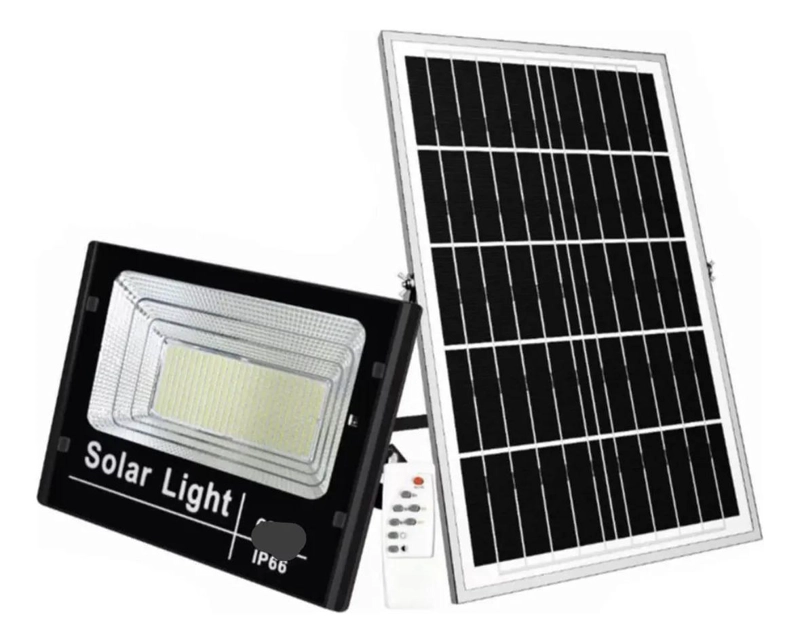 FOCO SOLAR 500W NEGRO CON PANEL Y CONTROL REMOTO LED - 2