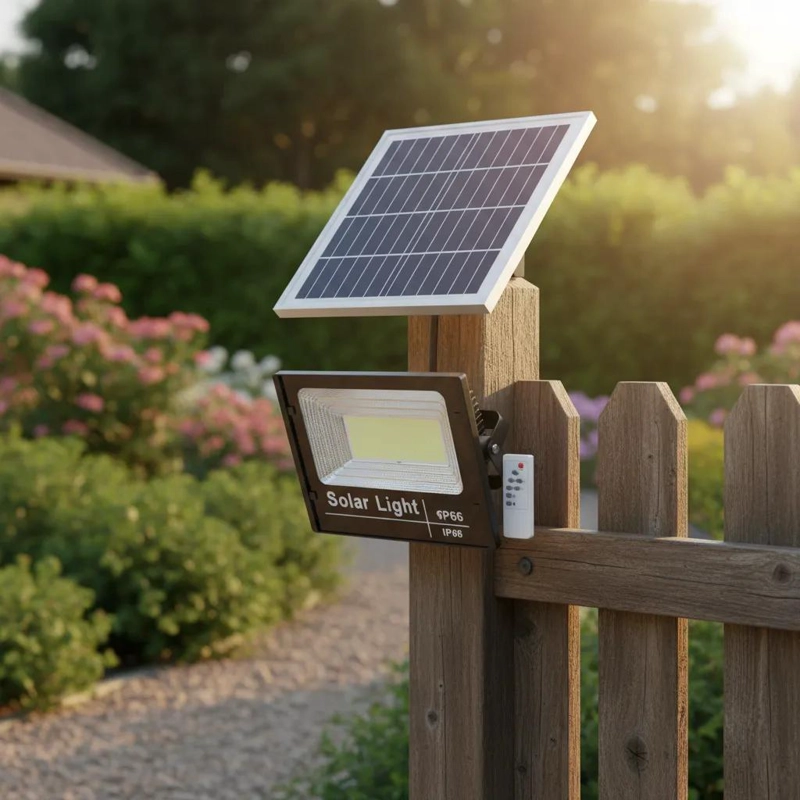 FOCO SOLAR 500W NEGRO CON PANEL Y CONTROL REMOTO LED - 4