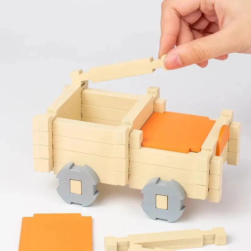 BLOQUES DE CONSTRUCCION DE MADERA 120 PIEZAS DIY - 2