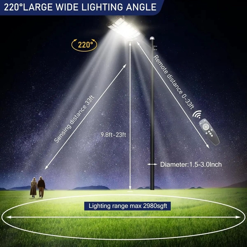 FOCO SOLAR LED ESTILO LUMINARIA DE POSTE 1800W 7500K - 5