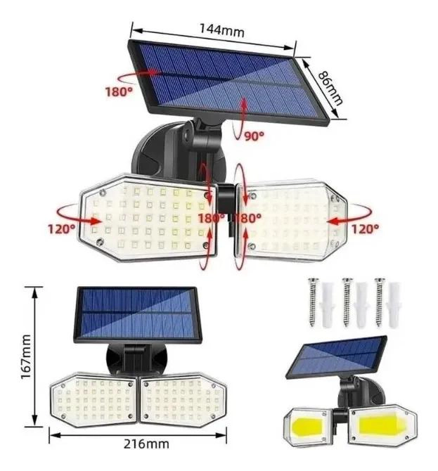 FOCO LED SOLAR RECARGABLE CON SENSOR DE MOVIMIENTO - 3