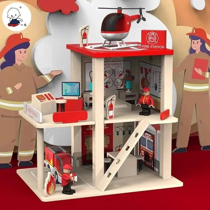 ESTACION DE BOMBEROS DE MADERA JUGUETE EDUCATIVO - 5