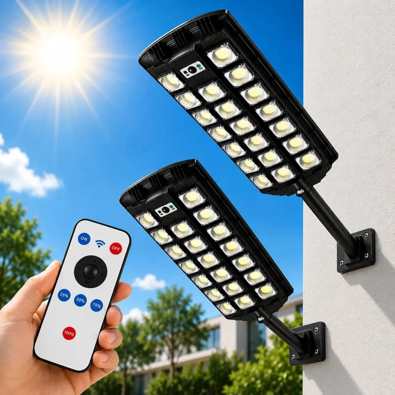 PACK 2 FOCOS LED SOLARES 1000W CON SENSOR DE MOVIMIENTO - 1