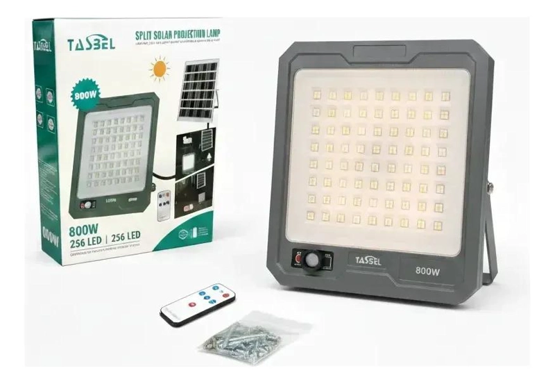 REFLECTOR SOLAR 800W CON PANEL Y LUZ POTENTE - 1