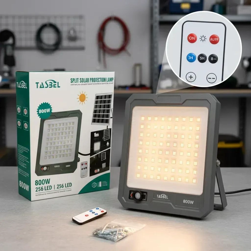 REFLECTOR SOLAR 800W CON PANEL Y LUZ POTENTE - 2