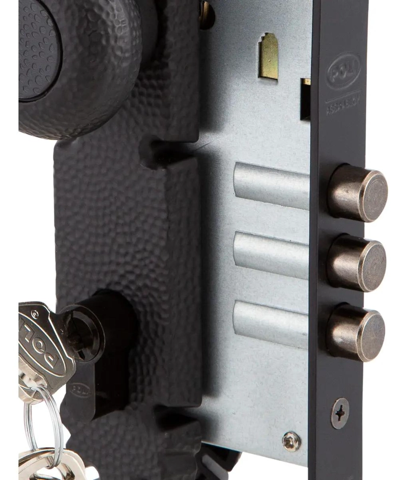 CERRADURA EMBUTIDA RUSTICA B60 CON POMO NEGRO - 5