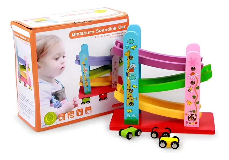 CARRETERA DE MADERA PARA CARROS DE JUGUETE INFANTIL - 1