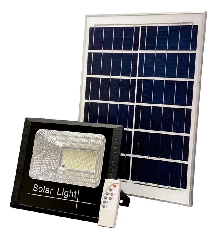 REFLECTOR SOLAR LED ULTRA POTENTE 100W CON PANEL - 1