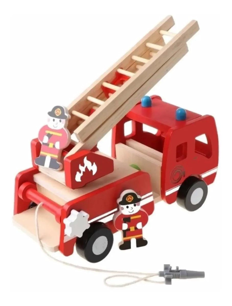 CAMION DE BOMBEROS DIDACTICO DE MADERA PARA NIÑOS - 1