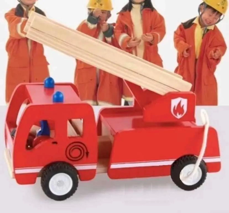 CAMION DE BOMBEROS DIDACTICO DE MADERA PARA NIÑOS - 2