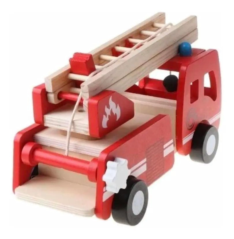 CAMION DE BOMBEROS DIDACTICO DE MADERA PARA NIÑOS - 3