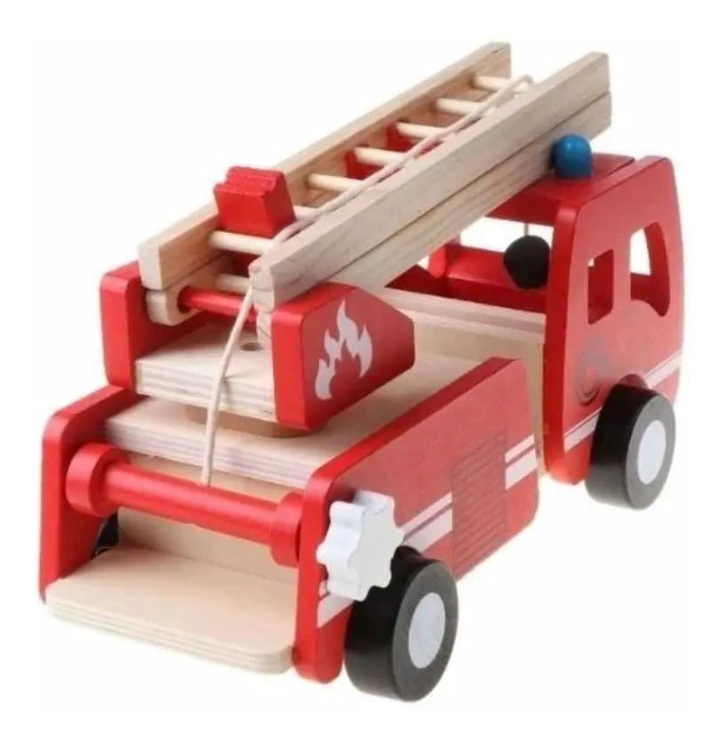 CAMION DE BOMBEROS DIDACTICO DE MADERA PARA NIÑOS - 5