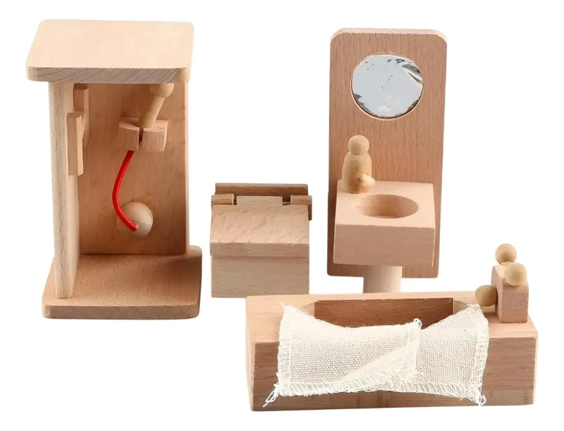 SET DE MUEBLES DE MADERA PARA CASA DE MUÑECAS - 2
