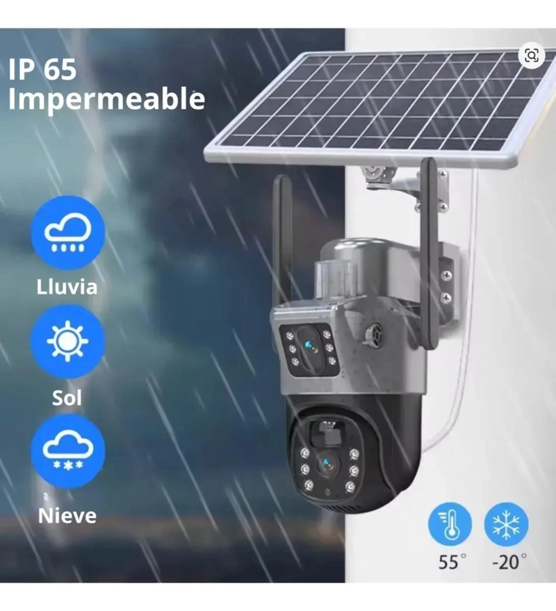CAMARA DE SEGURIDAD SOLAR WIFI DOBLE LENTE 4MP 360° - 3