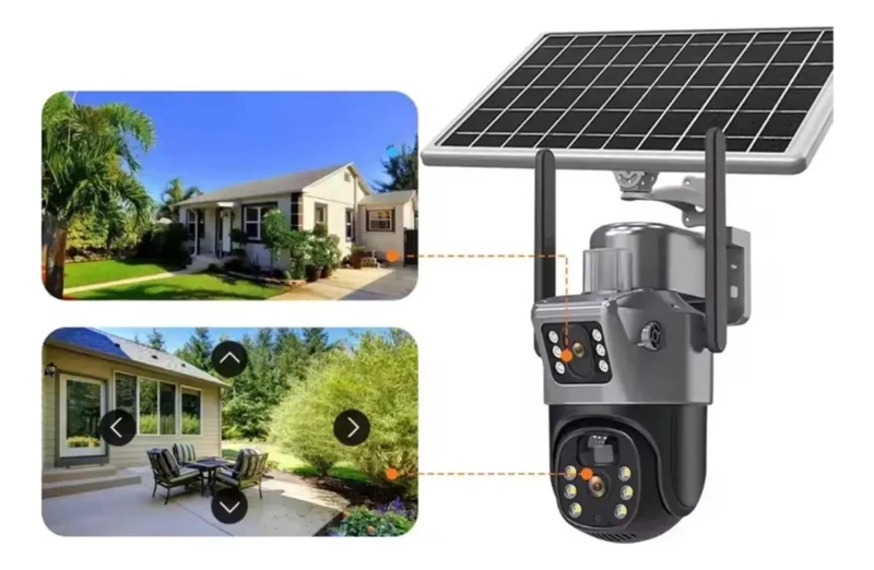 CAMARA DE SEGURIDAD SOLAR WIFI DOBLE LENTE 4MP 360° - 4