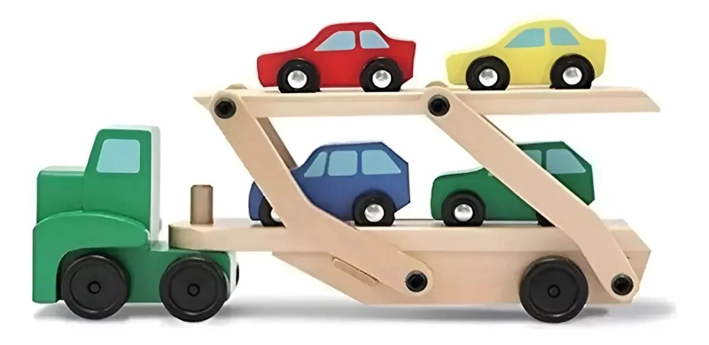 CAMION DE MADERA DIDACTICO CON RAMPA Y AUTOS - 2