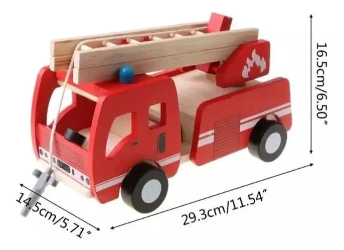 CAMION DE BOMBEROS DIDACTICO DE MADERA PARA NIÑOS - 3