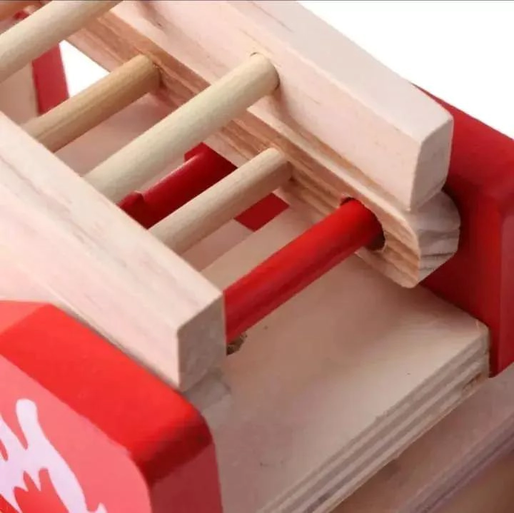 CAMION DE BOMBEROS DIDACTICO DE MADERA PARA NIÑOS - 5