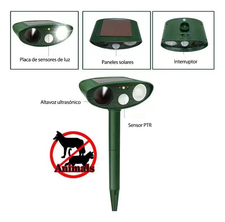 REPELENTE ULTRASONICO SOLAR PARA GATOS Y PERROS CONSENSOR - 2