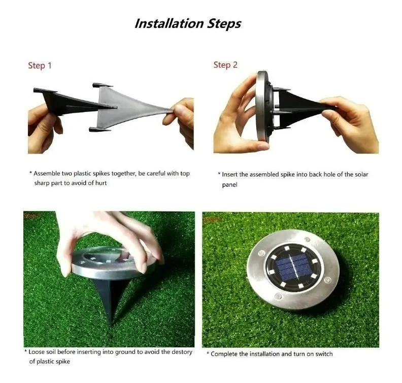 PACK 4 LAMPARAS SOLARES 8 LED CON ESTACA PARA JARDIN - 2