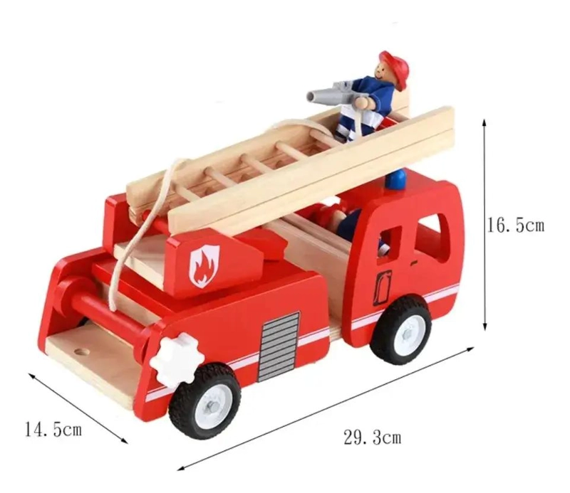 CARRO DE BOMBEROS DE MADERA DIDACTICO PARA NIÑOS - 3