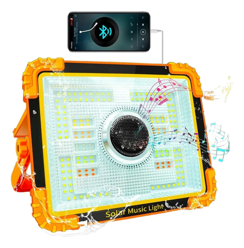 FOCO LED SOLAR RECARGABLE CON PARLANTE PARA CAMPING - 1