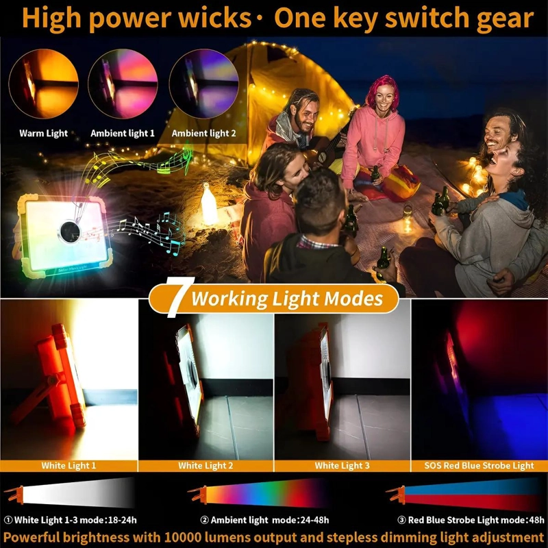 FOCO LED SOLAR RECARGABLE CON PARLANTE PARA CAMPING - 3