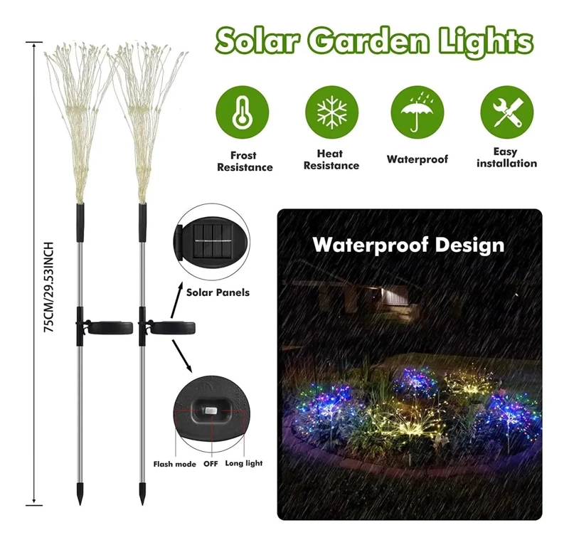 PACK 2 ESTACAS SOLARES CON 90 LEDS MULTICOLOR - 3