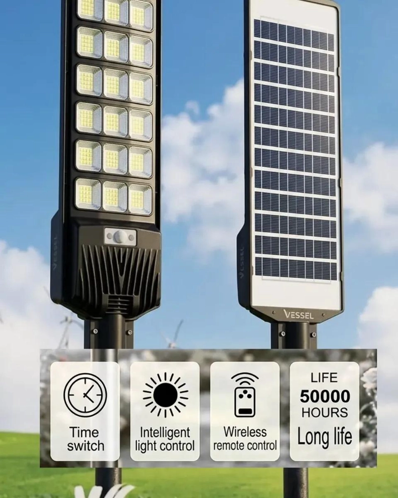 FOCO LED SOLAR 1200W CON SENSOR DE MOVIMIENTO Y SOPORTE - 5