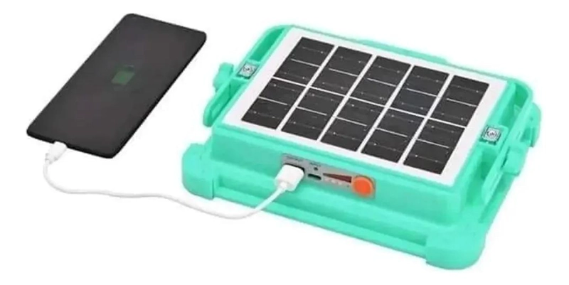 FOCO REFLECTOR PORTATIL 100W CON LAMPARA SOLAR Y 188 LEDS - 2