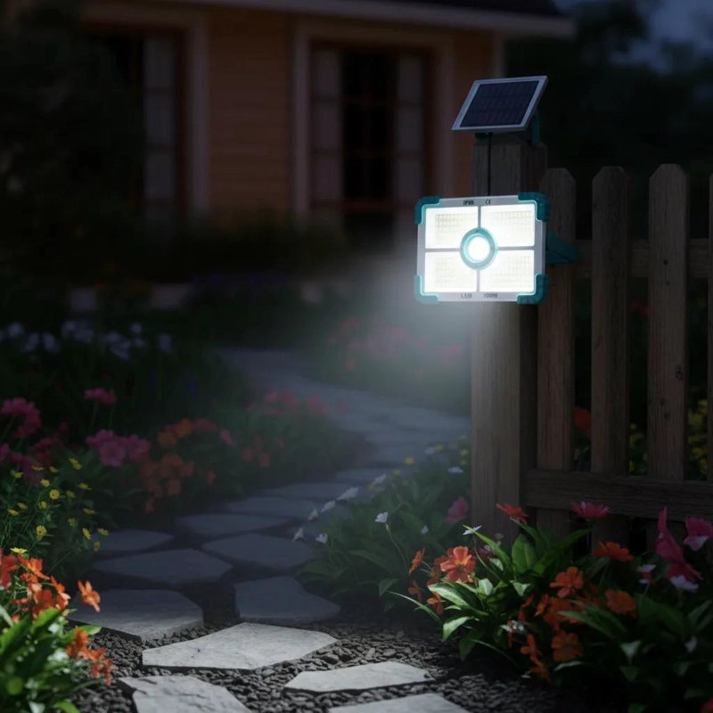 FOCO REFLECTOR PORTATIL 100W CON LAMPARA SOLAR Y 188 LEDS - 3