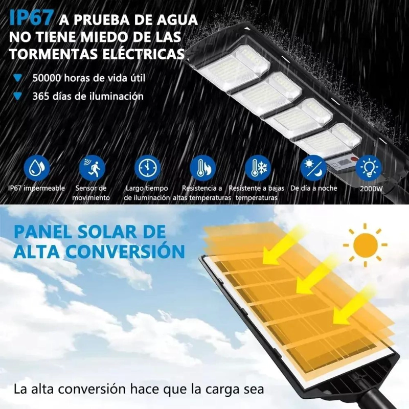 FOCO SOLAR LED 500W EXTERIOR CON SENSOR Y CONTROL - 3