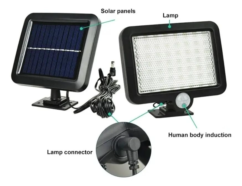 LAMPARA LED SOLAR CON SENSOR DE MOVIMIENTO 100 LEDS - 3