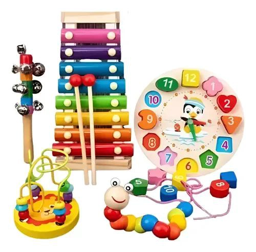 PACK 5 JUGUETES DIDACTICOS DE MADERA PARA NIÑOS - 1