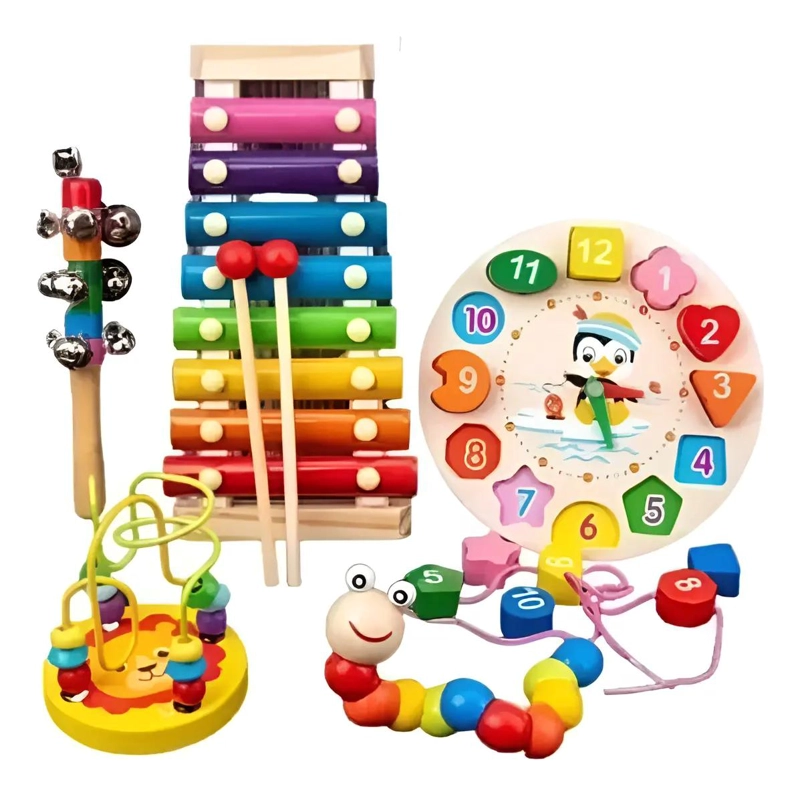 PACK 5 JUGUETES DIDACTICOS DE MADERA PARA NIÑOS - 2