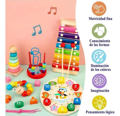 PACK 11 JUGUETES DIDACTICOS DE MADERA MONTESSORI - 4