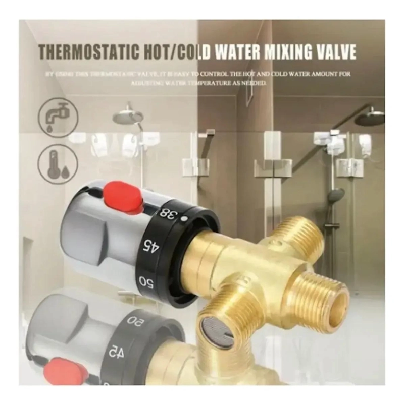 VALVULA MEZCLADORA TERMOSTATICA AJUSTABLE DE LATON PARA D - 2