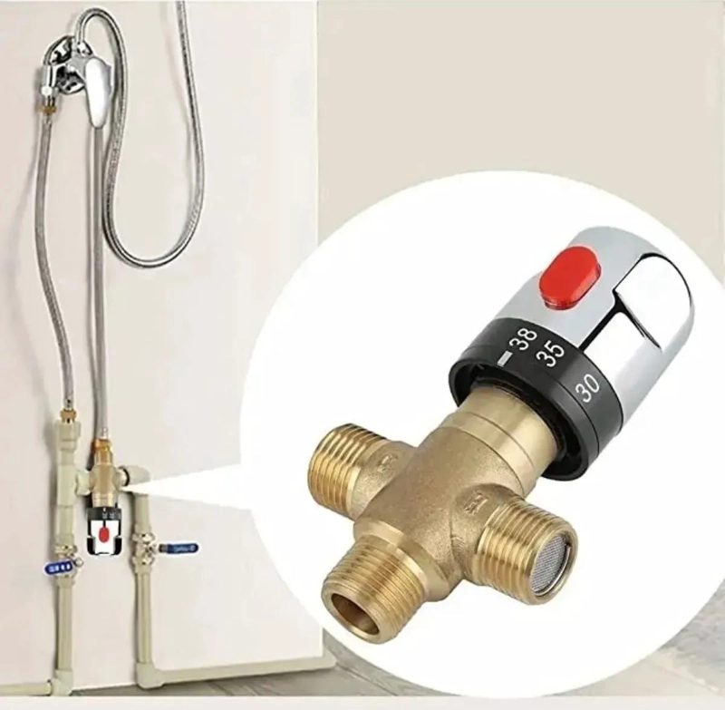 VALVULA MEZCLADORA TERMOSTATICA AJUSTABLE DE LATON PARA D - 3
