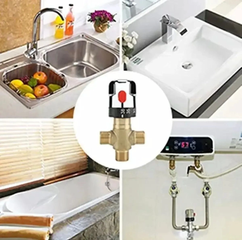 VALVULA MEZCLADORA TERMOSTATICA AJUSTABLE DE LATON PARA D - 5