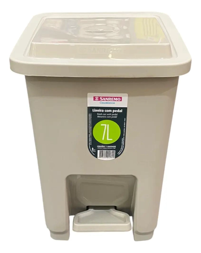 BASURERO PLASTICO CON PEDAL 7 LITROS PARA BAÑO Y COCINA - 3