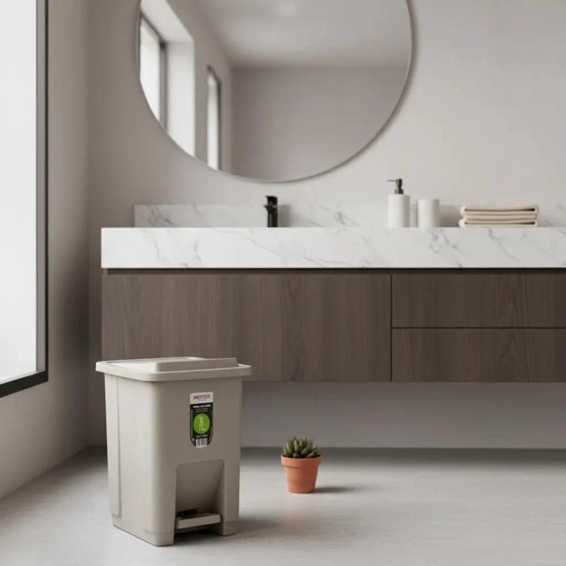 BASURERO PLASTICO CON PEDAL 7 LITROS PARA BAÑO Y COCINA - 4
