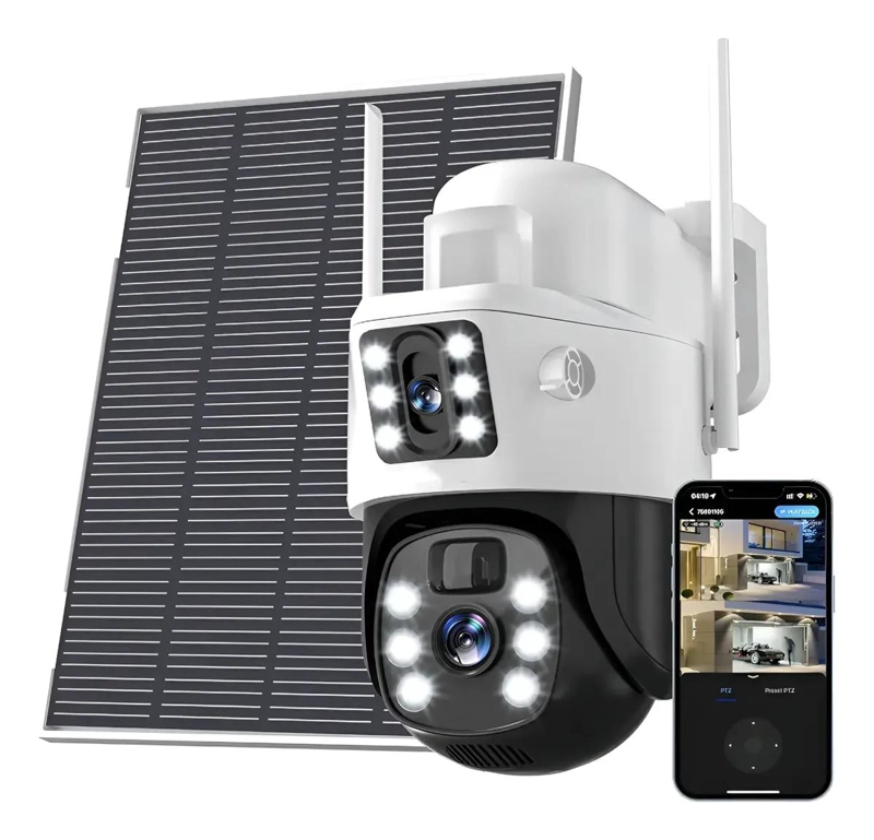CAMARA SOLAR EXTERIOR WIFI 360° DOBLE LENTE 4MP - 1
