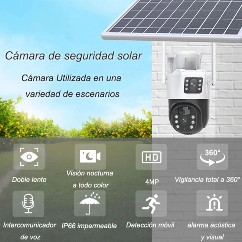 CAMARA SOLAR EXTERIOR WIFI 360° DOBLE LENTE 4MP - 3